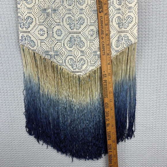 Labellum By Hillary Scott Hand Beaded Boho Blue Ombre Fringe Crossbody Bag - Picture 13 of 14